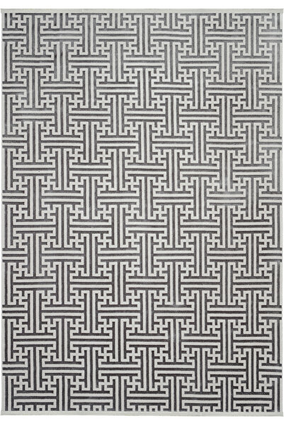 Cool Halı Lena Antrasit Halı Akrilik Lazer Kesim Labirent Desenli Modern Otur...