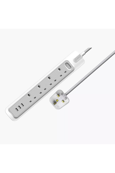genric Rafeed 2990W 4-Gang UK Type Power Extension Socket with 3 USB Ports
