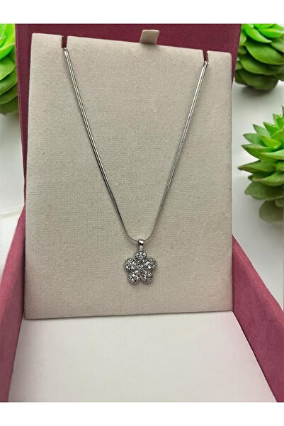 denars jewelry Stainless Steel Zircon Stone 5 Leaf Daisy Necklace - Women'S, ...