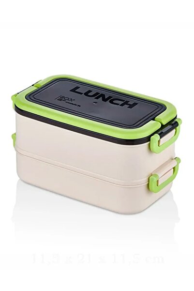 Limmy 2-Tier Plastic Storage Container Lunch Box with Cutlery 1260 ml - Green