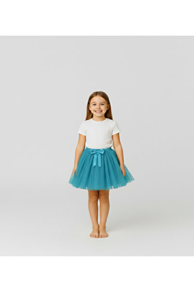 Sibel Günay Butik Girl's Tutu Skirt |   April 23 – May 19 Special Day |   Turquoise |   Lined with Ribbon Detail