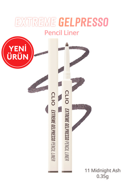 CLIO Suya Dayanıklı, Gün Boyu Kalıcı Kalem Eyeliner Extreme Gelpresso Pencil Liner (11 Midnight Ash)
