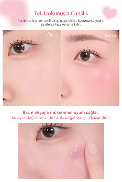 PERIPERA İnce Yapılı, Ciltle Bütünleşen, Pigmentli Likit Allık Syrupy Tok Cheek (07 Fluffy Pink)