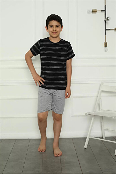 Beruflic Boys' Combed Cotton Shorts Pajama Set Black