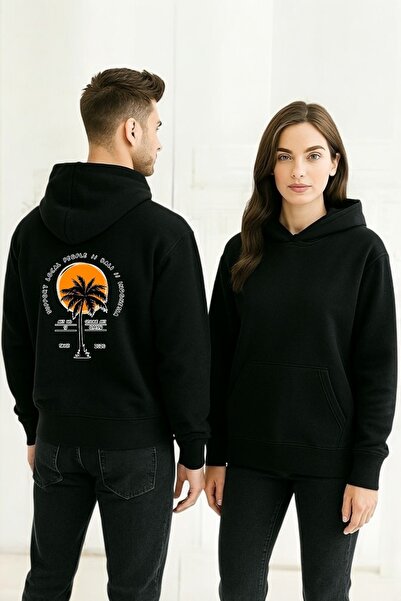 ArtYus Palmiye Colorat cu imprimeu cu glugă Swea tricou