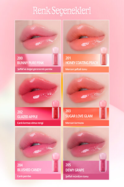 CLIO Pigmentli, Parlak Bitişli Dolgunlaştırıcı Lip Gloss Volumate Gloss 201 Honey Coating Peach