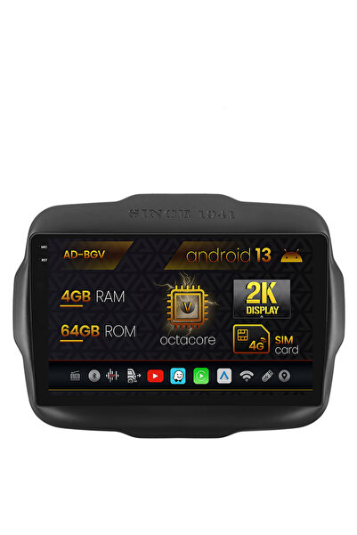 AutoDrop Navigation Jeep Renegade (2014-2018), Android 13, V-Octa/4GB RAM+64GB ROM, 9.5"