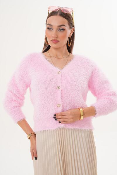 ŞİMAL Women's Bearded Knitwear Knitted Cardigan 255131 -