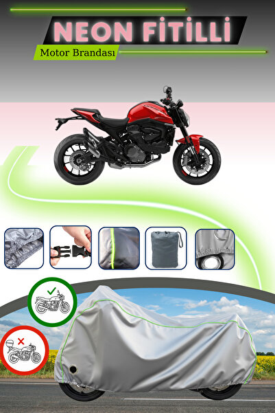 Cemku Fast غطاء محرك متوافق مع دراجة دوكاتي مونستر قماش مجدّل باللون الرمادي ...