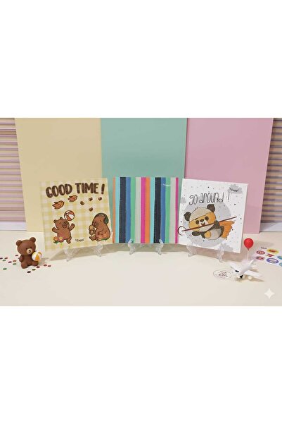 BY CAPPİ 11*11 American Bristol Glittered Square Cover Lined Notebook 3-Piece Set