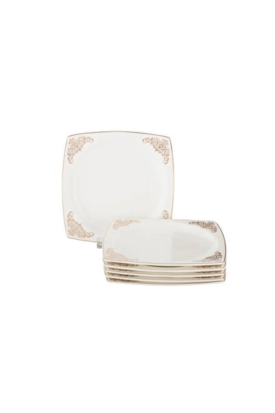 ORIAN 6-piece square porcelain decorated dessert, fruit and breakfast plate set