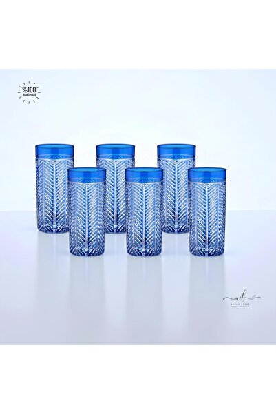 AKDEN STORE Renkli 6'lı Kristal Dekor Su Bardağı,Meşrubat Bardağı