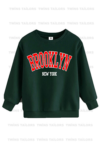 twins tailors Παιδικό φούτερ με στάμπα Brooklyn And Game Handle, 3 τεμαχίων, Unisex, πράσινο-μπεζ-καφέ