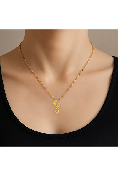 ARCHINO GOLD Altın Plakalı 14 Ayar Bayanlara Özel Zincirli Anne ve Çocuk Sevg...