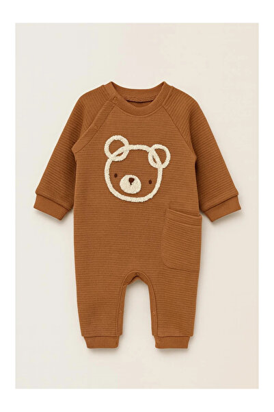 kidstalya Baby Romper with Coffee Teddy Bear