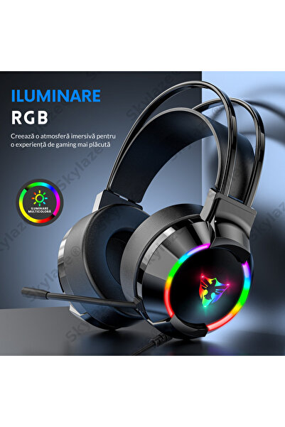 Skylaze Casti gaming G606 RGB, surround HD, microfon reducere zgomot, difuzoare 50mm, PC, PS5, XBOX