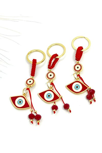 Azrua Breloc metalic cu ochi înclinați roșii, cu ochi de piatră, breloc metal...