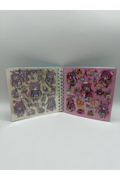 KATREMİA Transparent 13 Sheets Blue Soft Cover Cute Girls Sticker Notebook 12X12