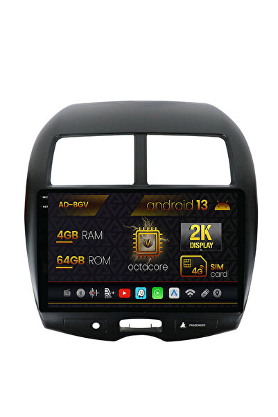 AutoDrop Navigation Mitsubishi ASX/Peugeot 4008(10-18),Android 13,V-Octa/4GB RAM+64GB ROM,10.36"