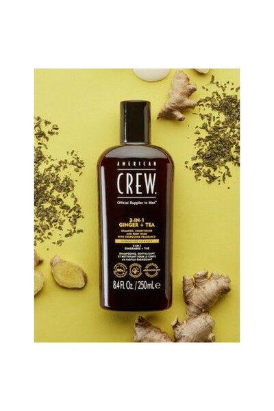 American Crew Energizing 3-in-1 Shampoo, Conditioner and Body Wash | Ginger & Tea | 450 ML