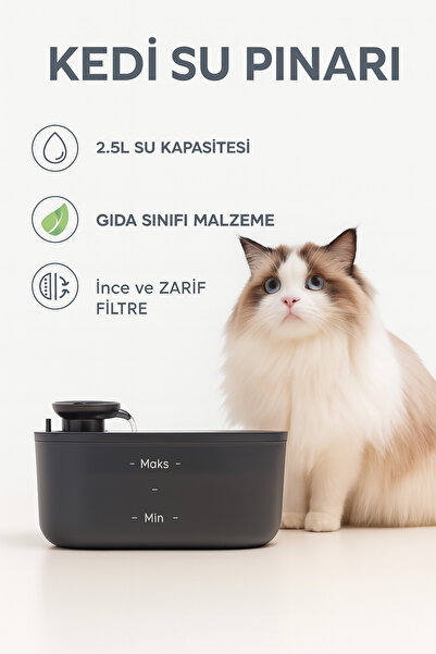 TECHNOMEN Otomatik Kedi Su Pınarı Kedi Su Şelalesi – 2.5L Paslanmaz Çelik, Se...