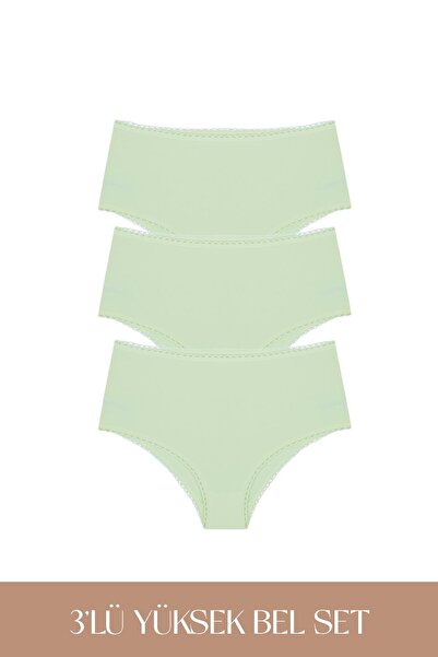 Feu De Elu Cotvie Mint Cotton High Waist 3-Piece Panties Set