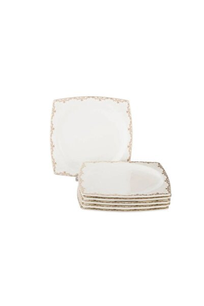 ORIAN 6-piece square porcelain decorated dessert, fruit and breakfast plate set