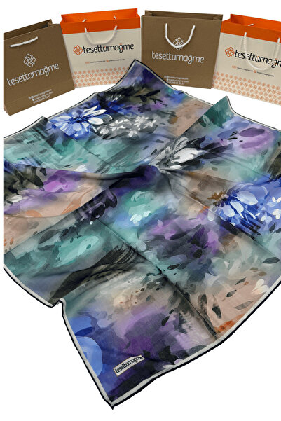 Tesettürnağme Soft Cotton Scarf Tn2003 Batik Pattern Indigo-Purple-02