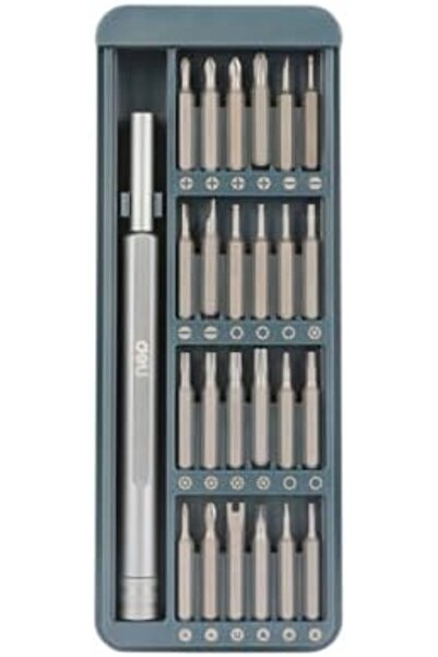 Deli Professional Precision Screwdriver Set - 25 Pieces (S2+Cr-V Steel Bits, Magnetic Aluminum Handle, Sl
