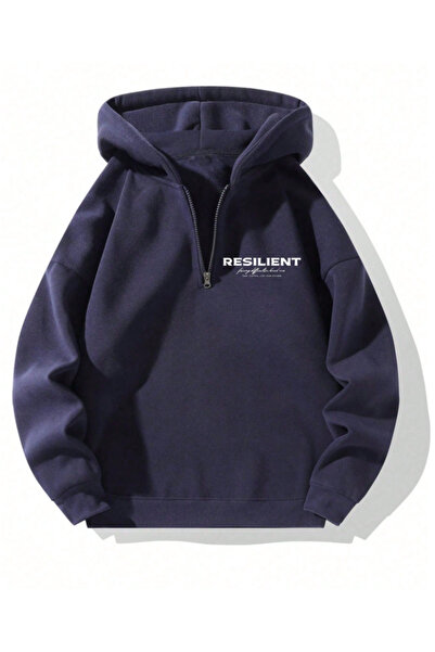 Revasser Unisex Erkek/Kadın YARIM KAPÜŞONLU RESILIENT Renkli Özel Pamuklu Ove...