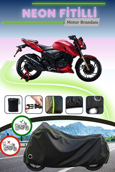 Genel Markalar Siyah Kilit Uyumlu Neon Fitilli TVS Apache RTR 200 Uyumlu Moto...