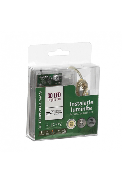 Flippy Instalatie de Craciun cu Baterii Tip Liniar, 2 jocuri de lumini, Fir C...