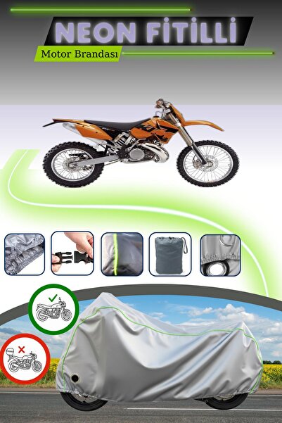 Cemku Fast قماش دراجة نارية متوافق مع KTM 200 EXC مزود بقفل رمادي اللون