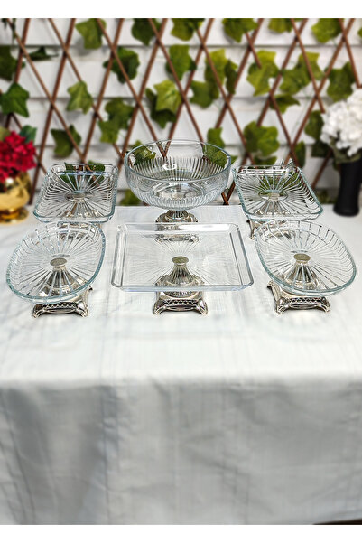SEÇKİNEV Flow 6 Piece Pedestal Table Presentation Plate Set