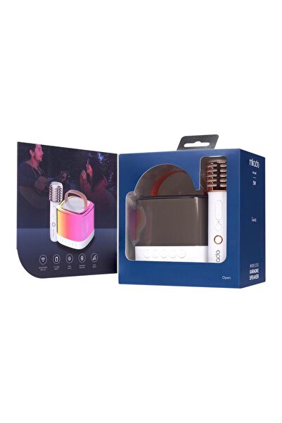 Mikado MD-27BT Naos Krem USB+TF+Bluetooth Wireless Karaoke Mikrofonlu 5W 800mAh Taşınabilir Speaker