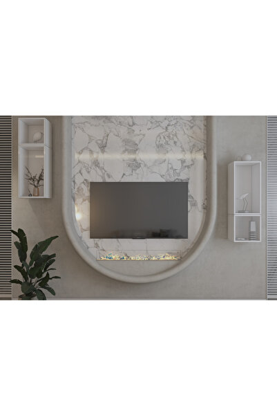 Nettrends Minimalist Salon Tasarımı Duvara Monte TV Sehpası