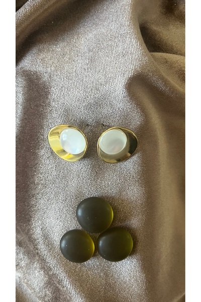 stainles steel Taş Detaylı Altın Renk Paslanmaz Çelik kadın küpe