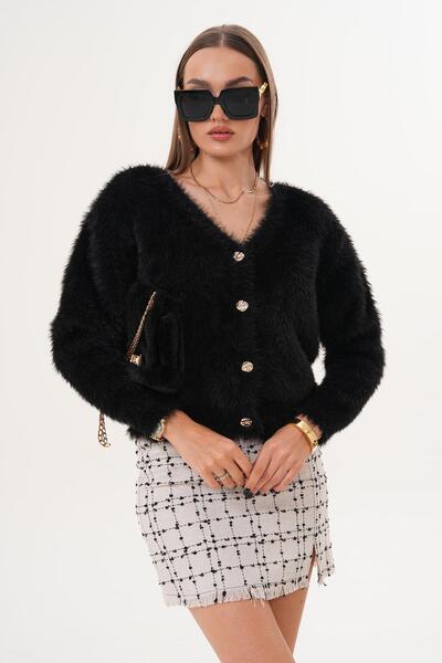 ŞİMAL Women's Bearded Knitwear Knitted Cardigan 255131 -
