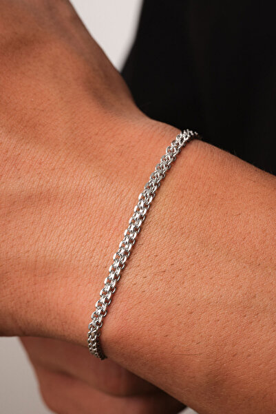 ByFlorya Jewelry Çelik Örme Erkek Zincir Bileklik Forse Zincir Bileklik 3mm K...