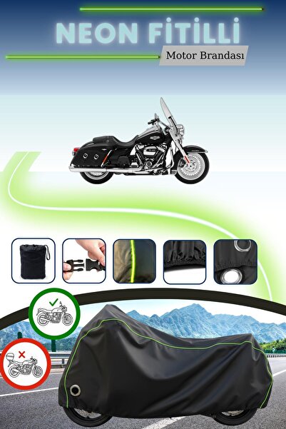 Cemku Fast غطاء محرك أسود نيون متوافق مع هارلي ديفيدسون رود كينج كلاسيك FLHRCI