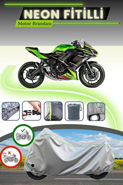 Cemku Fast غطاء محرك متوافق مع كاواساكي نينجا قماش مجدّل باللون الرمادي النيون