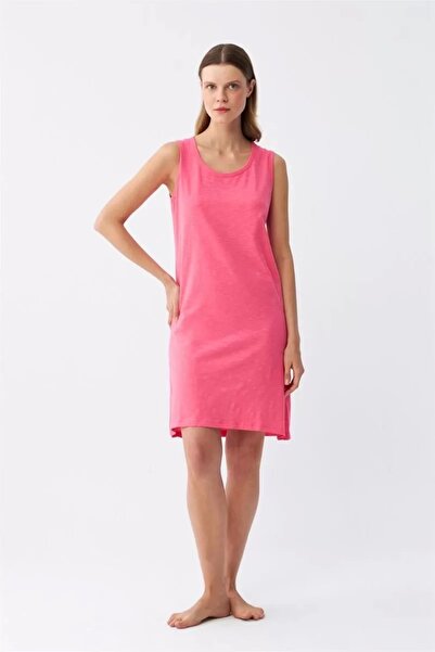 Beruflic ثوب نوم نسائي من القطن الممشط بحزام سميك فوشيا