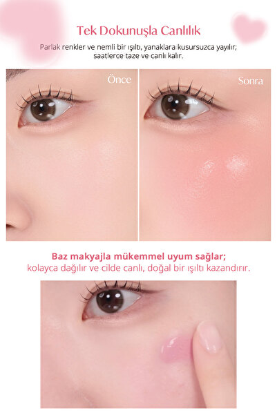 PERIPERA İnce Yapılı, Ciltle Bütünleşen, Pigmentli Likit Allık Syrupy Tok Cheek (01 Light Peach)