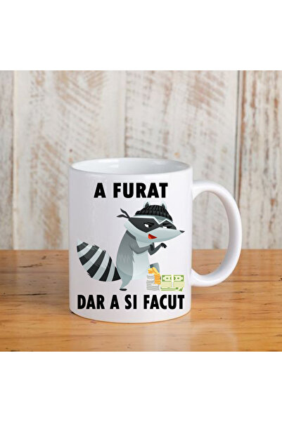 OEM Cana cu mesaj:"A furat dar a si facut",ceramica, alba, 330ml