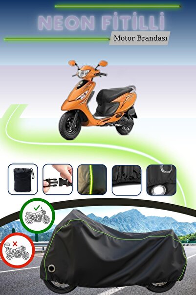 Cemku Fast غطاء محرك متوافق مع سكوتر TVS Zest 110 باللون الأسود النيون