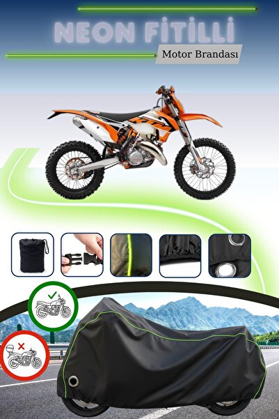 Cemku Fast غطاء محرك متوافق مع KTM 125 EXC باللون الأسود النيون قماش مجدّل