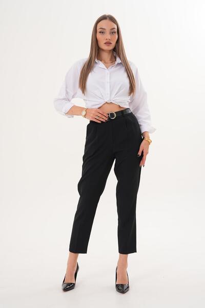 ŞİMAL Women's Belt Detailed Fabric Trousers 255364 -