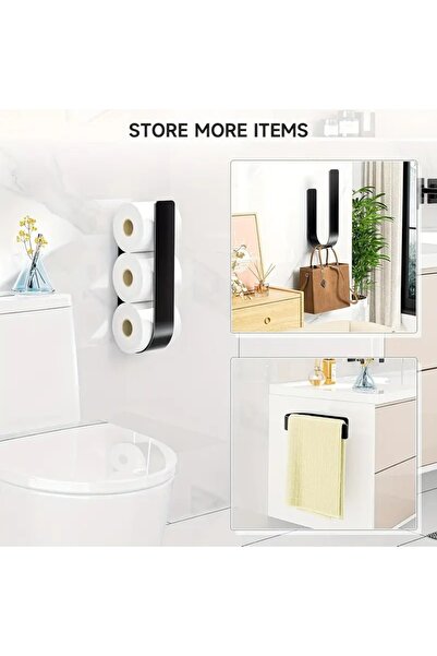 VENON Μαύρη μεταλλική ανοξείδωτη θήκη για χαρτί υγιεινής Βάση για χαρτοπετσέτα μπάνιου Οργάνωση μπάνιου Οργάνωση WC
