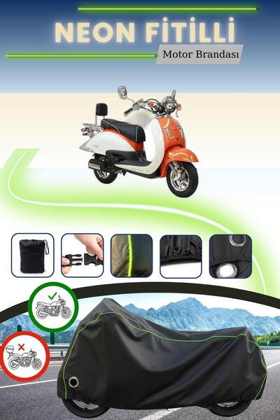 Cemku Fast غطاء محرك أسود نيون قماش مجدّل متوافق مع آسيا نوستالجي 125