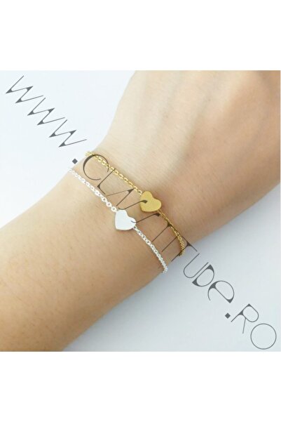 KESNUP Βραχιόλι επιπλατινωμένο 24Κ με ασημένιο μενταγιόν σε σχήμα καρδιάς